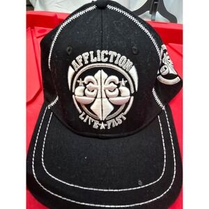 Affliction Mens Black Embroidered Logo Baseball Cap Live Fast‎ Size LXL